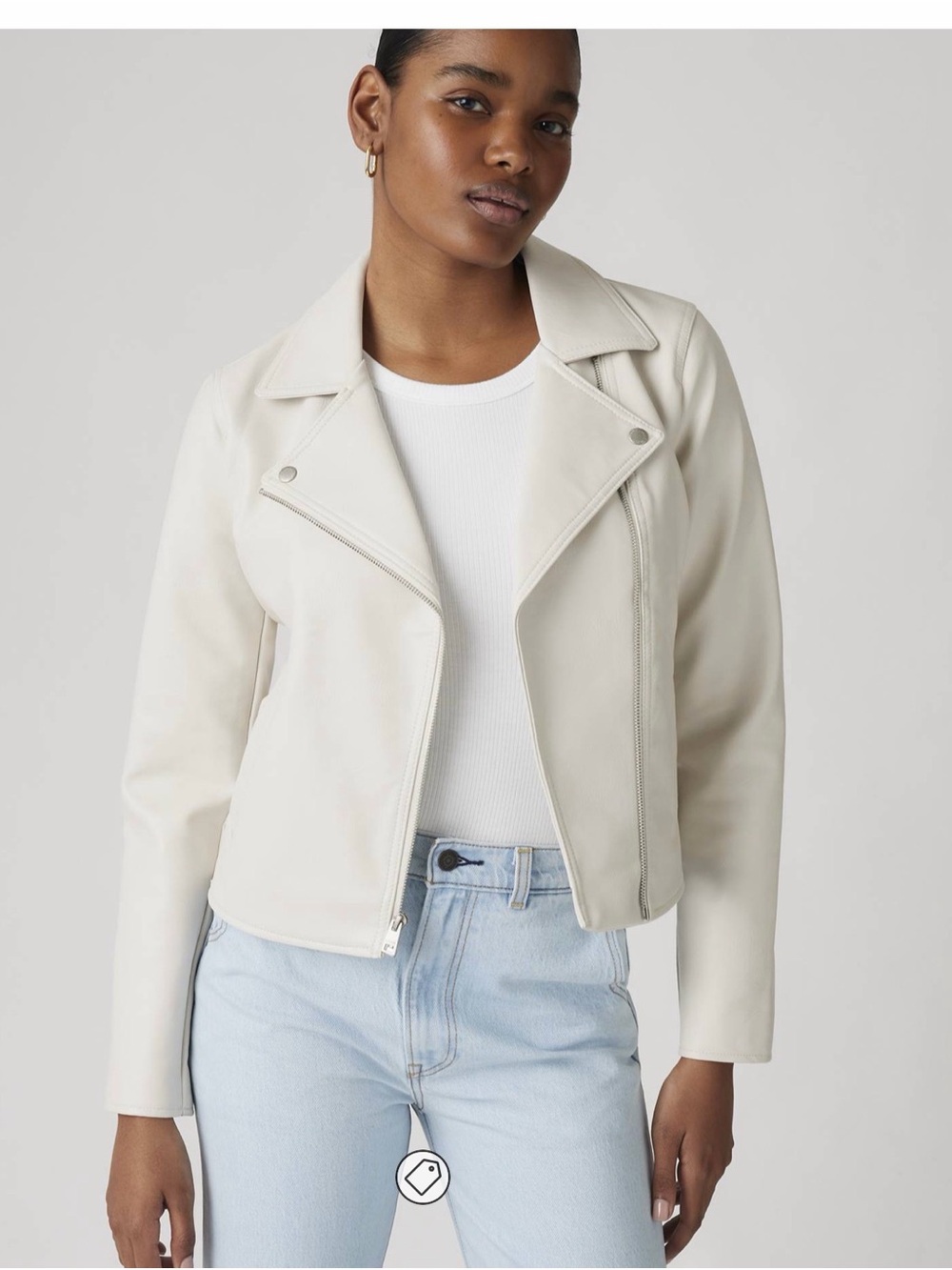 NWT Levi’s Cream Moto Welt vegan leather jacket S